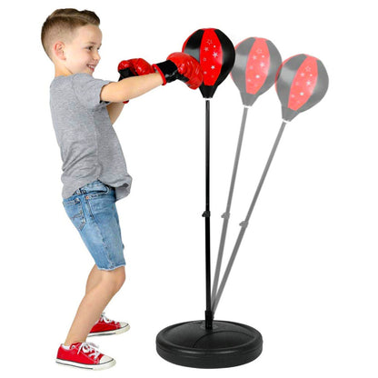 CHILDREN KIDS JUNIOR BOXING PUNCH BALL BAG FREE STANDING SET with MITTS GLOVES