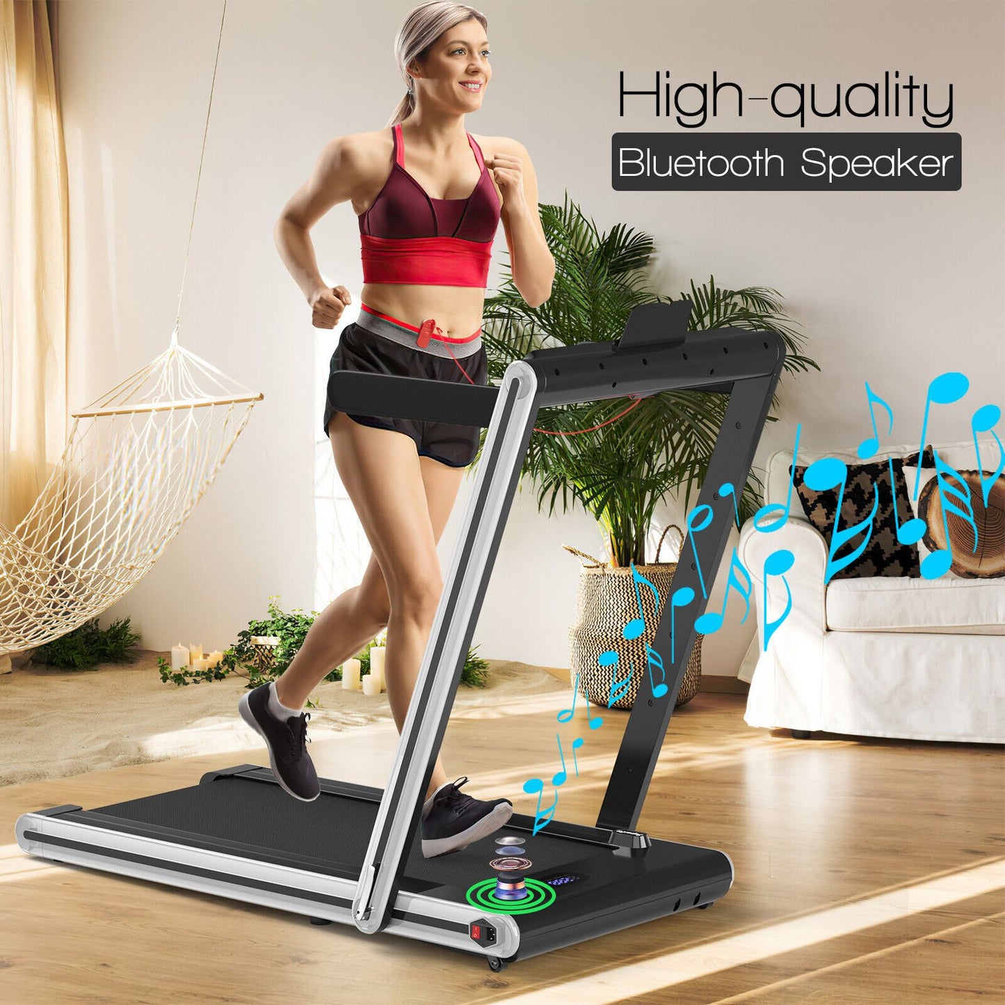 2-In-1 Folding under Desk Treadmill with Dual LED Display