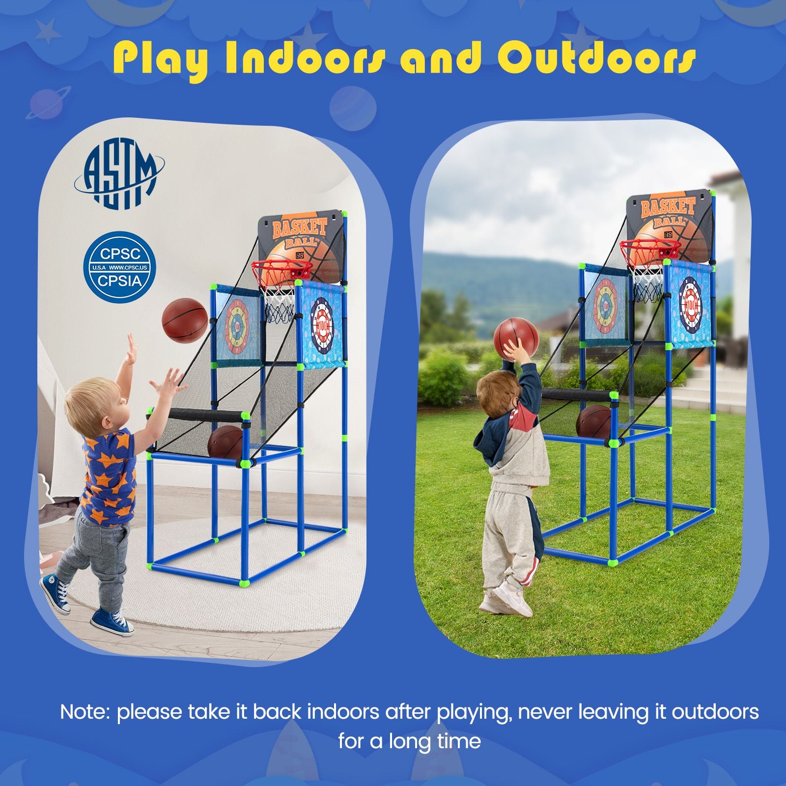 2-In-1 Kids Basketball Arcade Game with Electronic Scoreboard