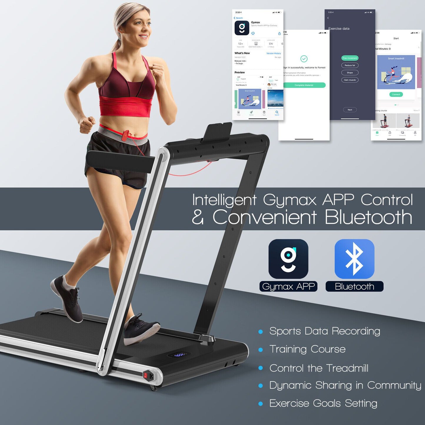2-In-1 Folding under Desk Treadmill with Dual LED Display