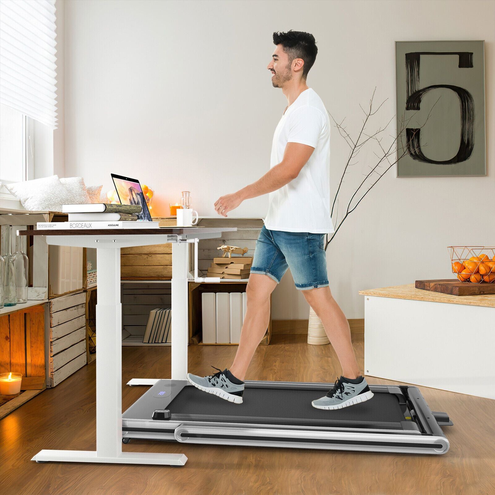 2-In-1 Folding under Desk Treadmill with Dual LED Display