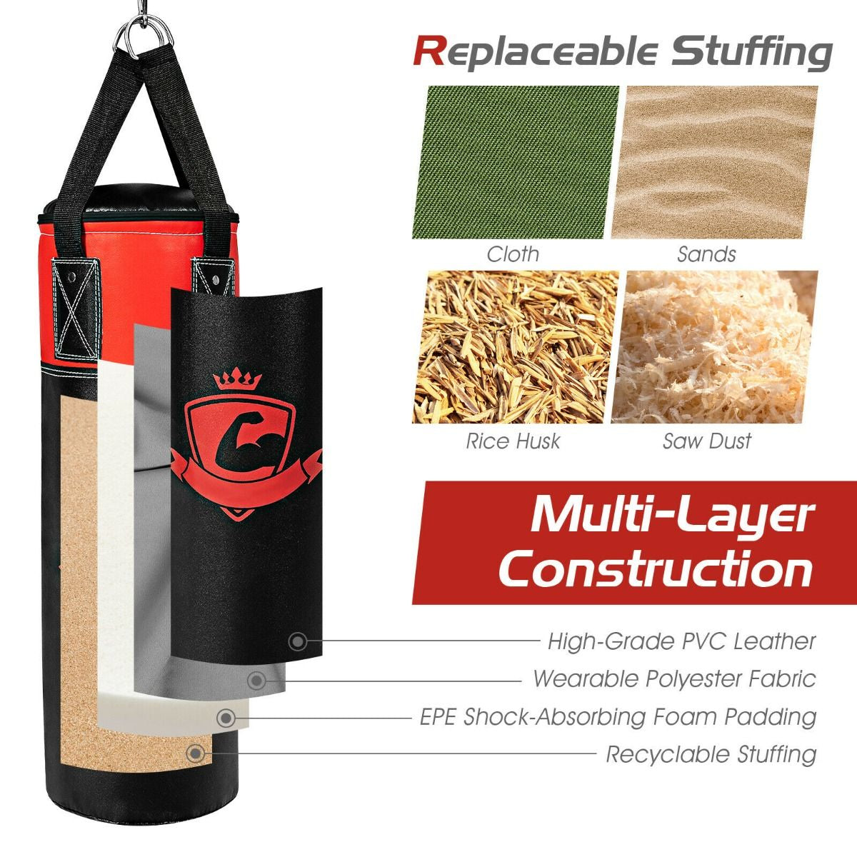 Kids Punch Bag with Hand Wraps and Wall Bracket for Workout