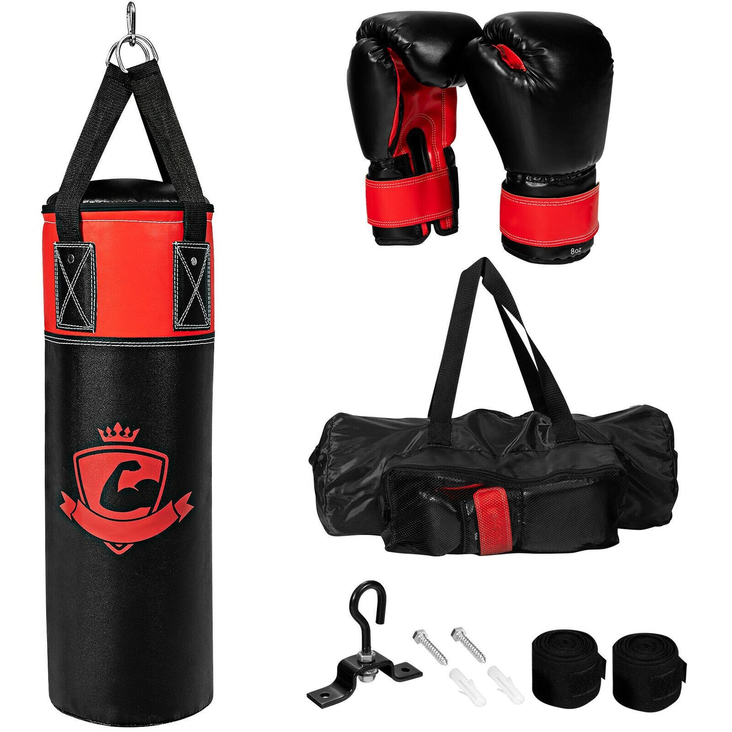 Kids Punch Bag with Hand Wraps and Wall Bracket for Workout