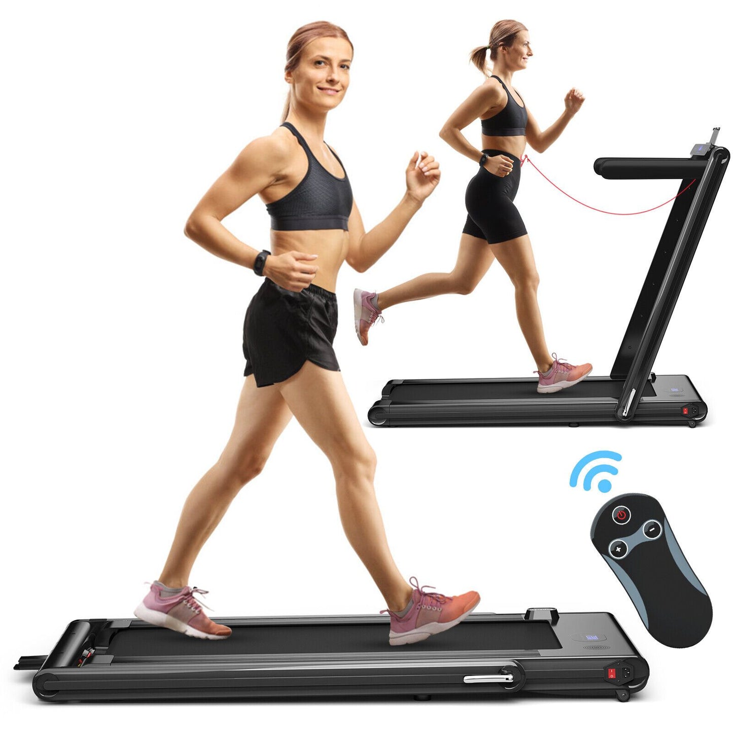2-In-1 Folding under Desk Treadmill with Dual LED Display